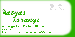 matyas koranyi business card